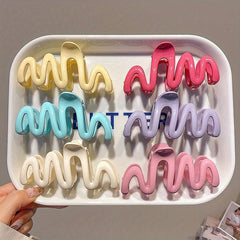 6pcs Wavy Hair Claw Clip Ponytail Holder Nonslip Hair Clip for Women Girls