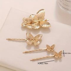 Golden Butterfly Shaped Hair Pin Alloy Hairpin Hair Clip For Side Hair Bang
