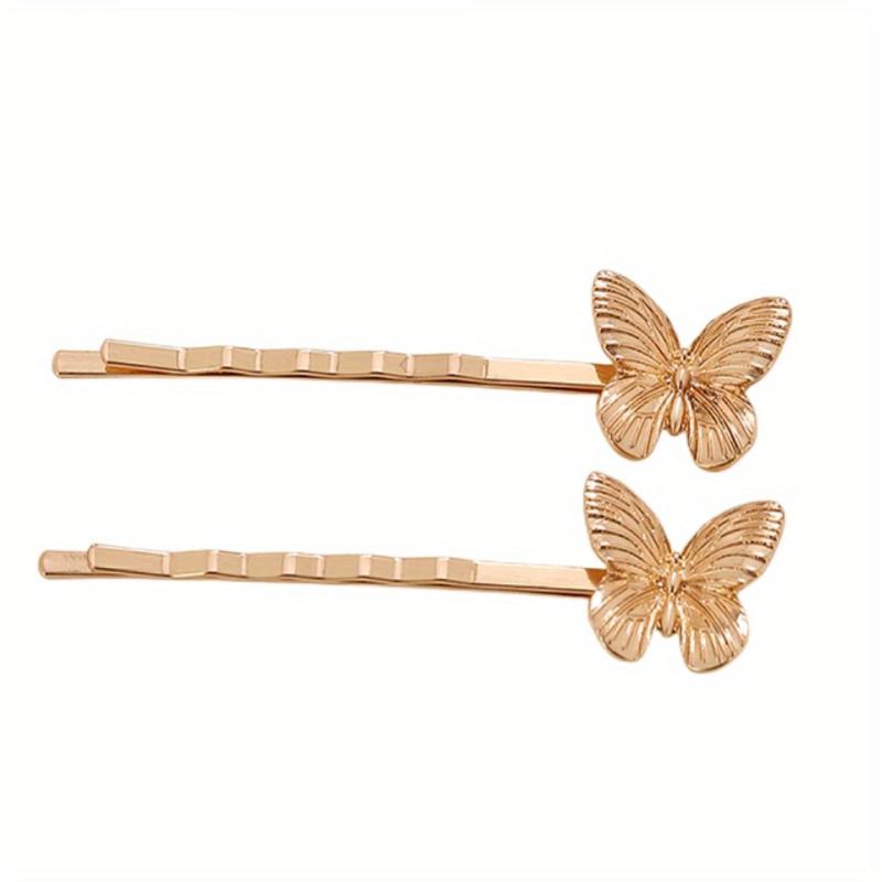 Golden Butterfly Shaped Hair Pin Alloy Hairpin Hair Clip For Side Hair Bang