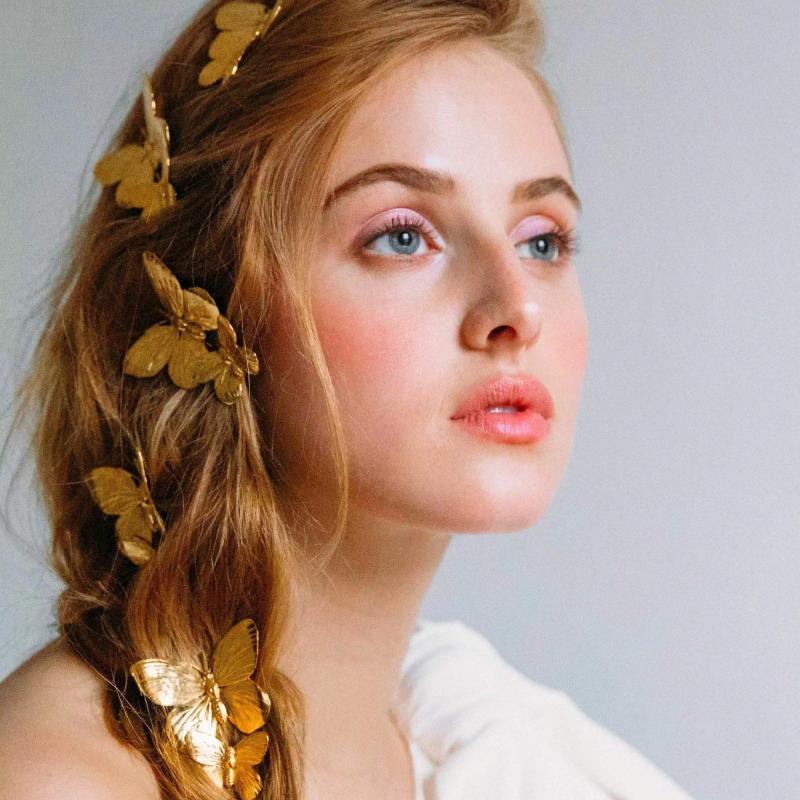 Golden Butterfly Shaped Hair Pin Alloy Hairpin Hair Clip For Side Hair Bang