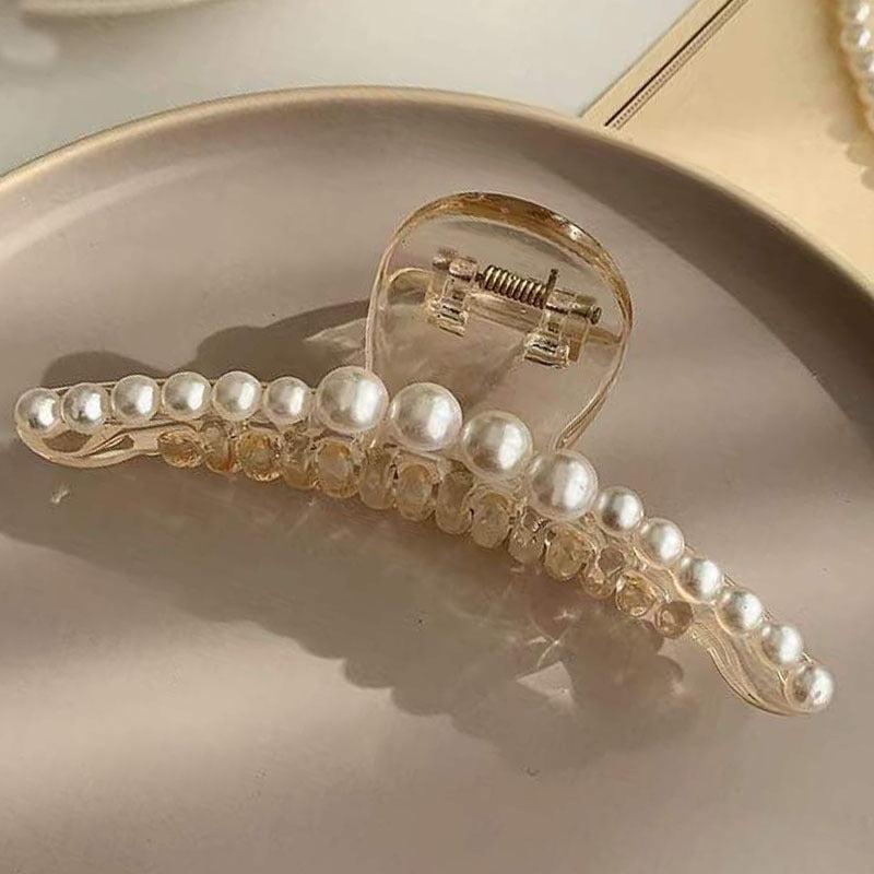 Ivory Pearl Hair Clip Bridal Claw Strong Hold Grip Hair Jaw Clip