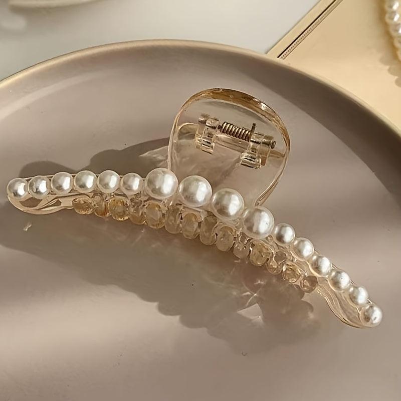 Ivory Pearl Hair Clip Bridal Claw Strong Hold Grip Hair Jaw Clip