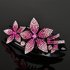 4pcs Rhinestone Flower Hair Clip Crystal Hairpin Non Slip Women Barrette