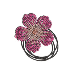 Flower Decor Hair Tie Non Slip Rhinestone Scrunchie Ponytail Holder