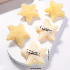 5pcs Plush Star Hair Clip Y2K Bangs Clip