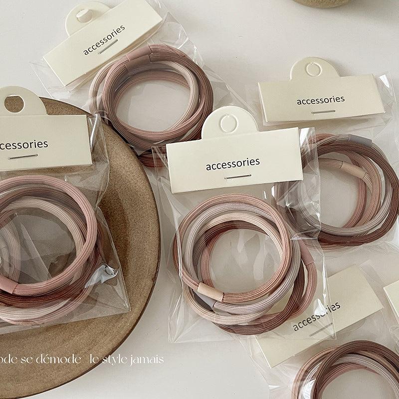 5pcs Solid Hair Tie Ponytail Elastic Rubber Band Hair Accessories