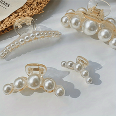 4pcs Faux Pearl Hair Claw Clip Nonslip Ponytail Holder Women Girls Hair Clip