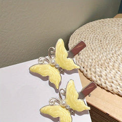 2pcs Butterfly Hair Claw Pearl Decor Clip for Women Girls Hair Bang Braids