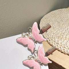 2pcs Butterfly Hair Claw Pearl Decor Clip for Women Girls Hair Bang Braids