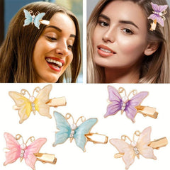 2pcs Butterfly Hair Claw Pearl Decor Clip for Women Girls Hair Bang Braids