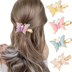 2pcs Butterfly Hair Claw Pearl Decor Clip for Women Girls Hair Bang Braids