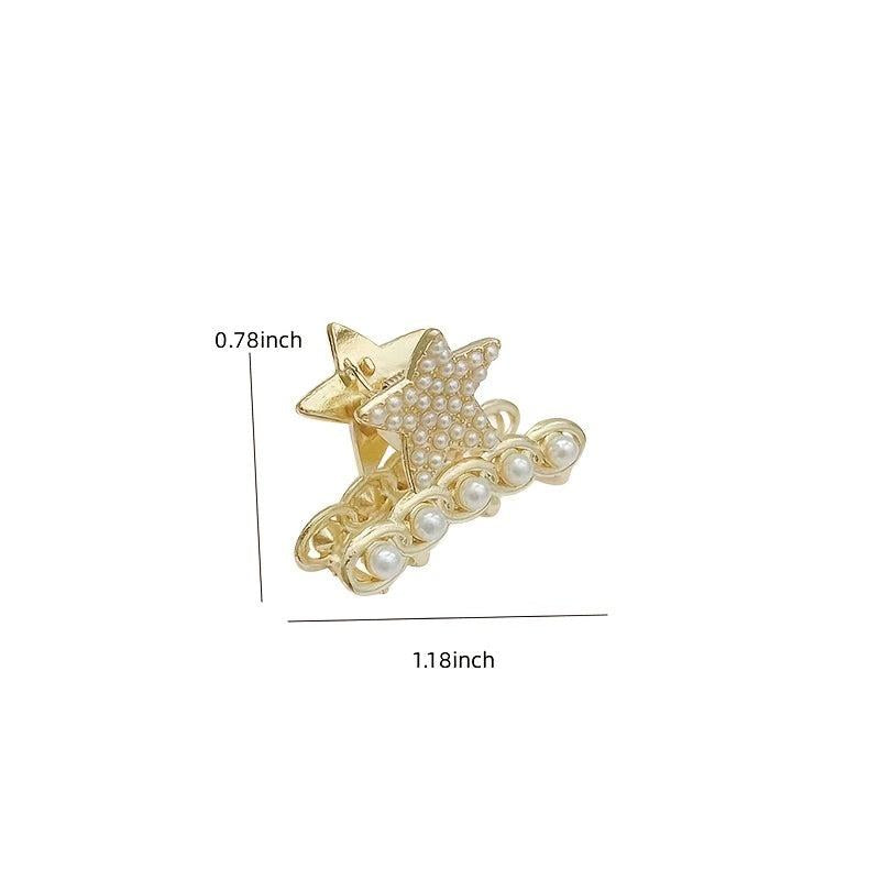 Alloy Hair Clips Pearl Pentagram Small Grab Clip Hair Accessories