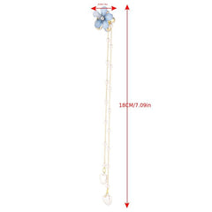 Sweet Jelly Flower Hair Clip With Chain Faux Pearl Tassel Hair Claw