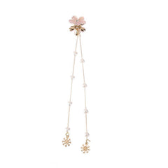 Sweet Jelly Flower Hair Clip With Chain Faux Pearl Tassel Hair Claw