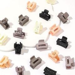 6pcs Small Hair Claw Solid Hollow Rectangle Shaped Nonslip P