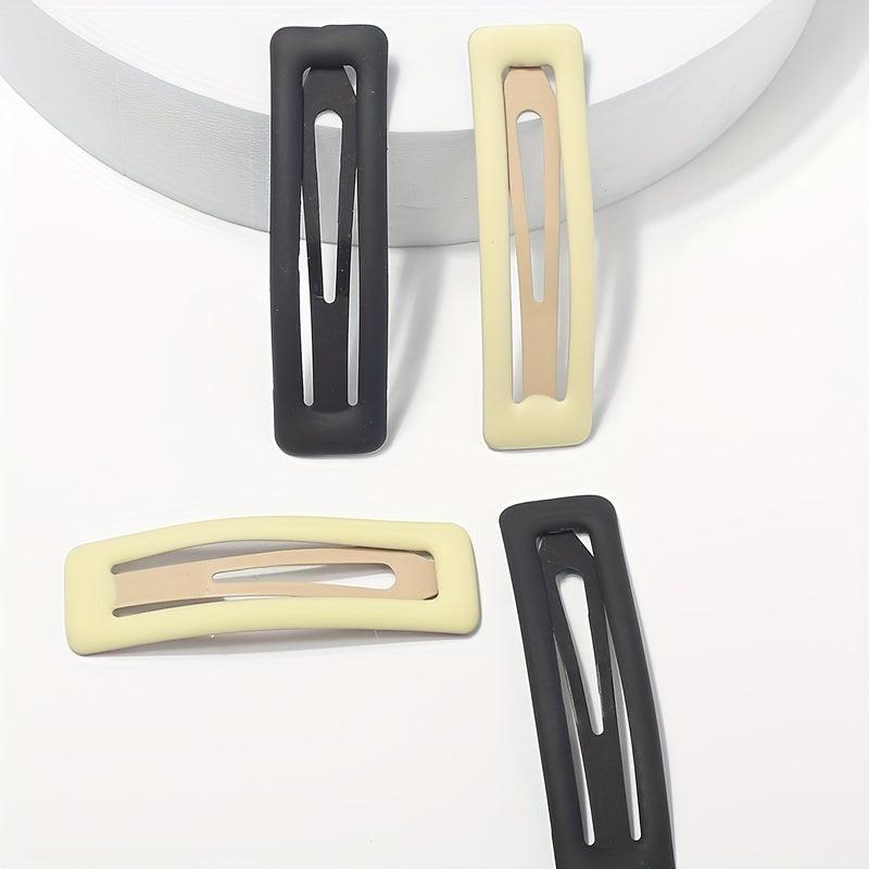 4pcs Matte Snap Clip Rectangle Shaped Hair Clip for Women Girls
