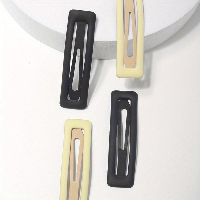 4pcs Matte Snap Clip Rectangle Shaped Hair Clip for Women Girls
