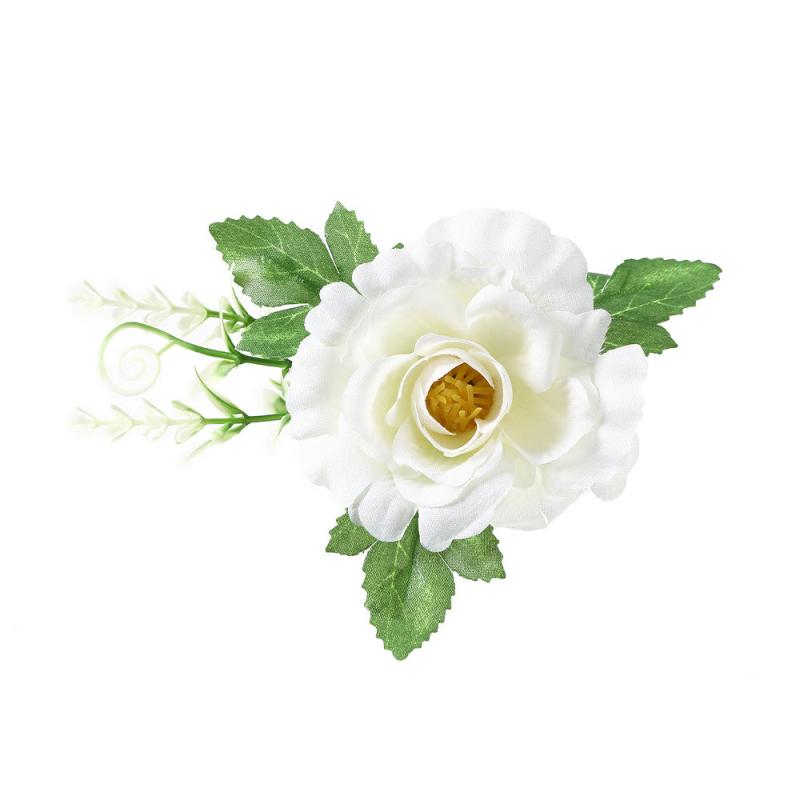 Vintage Bridal Hair Clip Fabric Flower Duckbill Clip