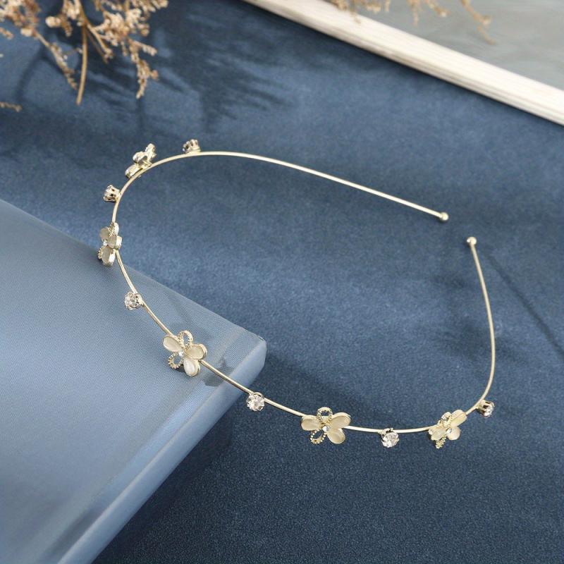 Flower Leaf Headband Rhinestone Hair Hoop for Women Girls