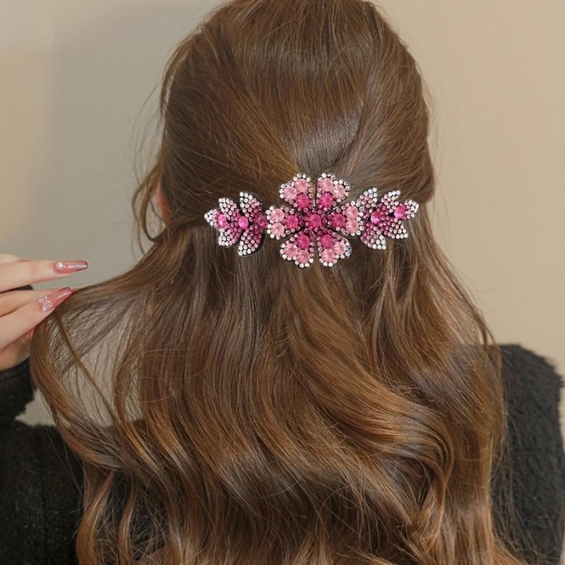 Rhinestone Flower Hair Clip Colorful Barrette Hair Accessories For Women