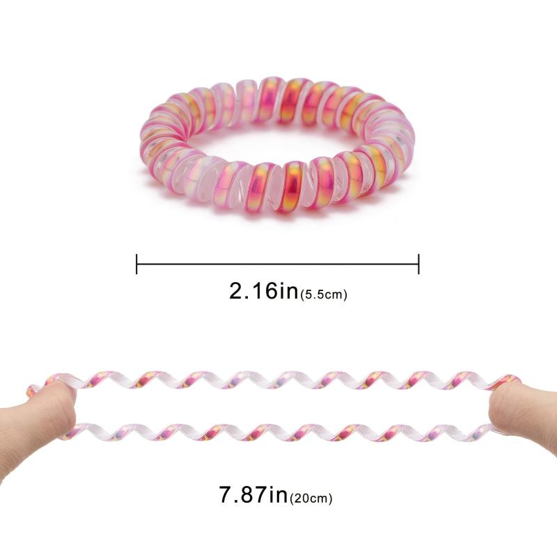 5pcs Spiral Hair Ties Plastic Elastics No Crease Coil Telephone Cord Small