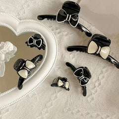 Bow Decor Hair Claw Two tone Banana Clip Hairgrip