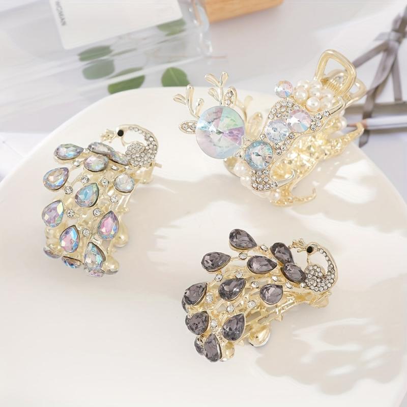 Rhinestone & Pearl Hair Claw Banana Clip Bridal Wedding Headwear