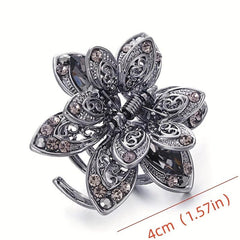 3pcs Flower Small Hair Claw Rhinestone Decor Hair Claw Clip