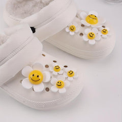 8pcs Cartoon Sunflower Shoe Charm Acrylic Shoe Buckle Clogs Shoe DIY Accessories
