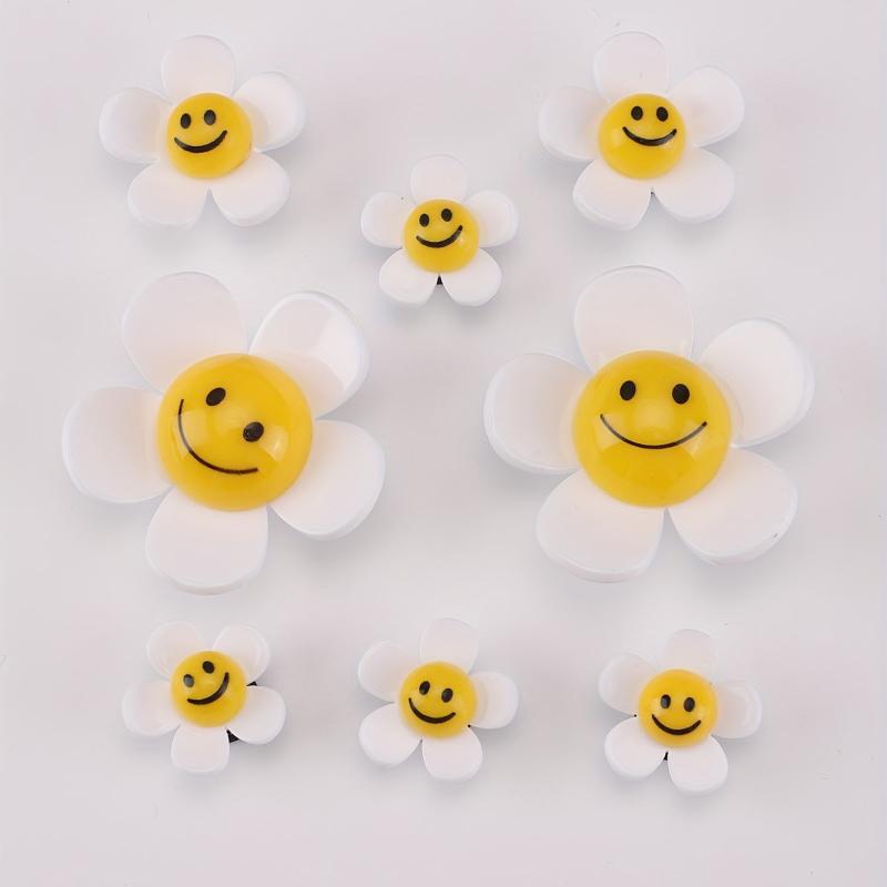 8pcs Cartoon Sunflower Shoe Charm Acrylic Shoe Buckle Clogs Shoe DIY Accessories