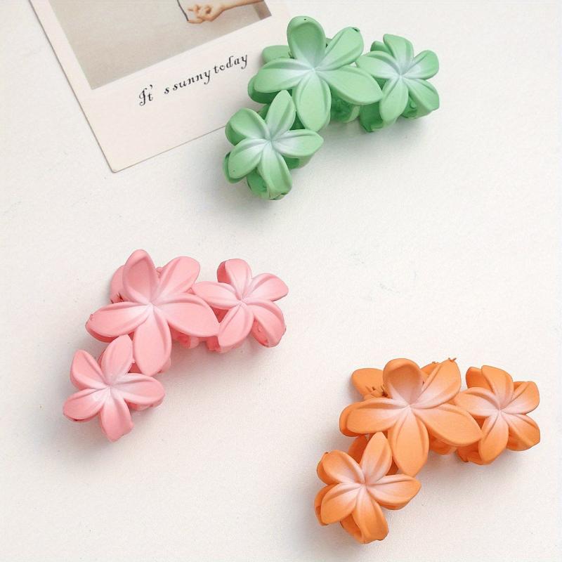 Hawaiian Flower Hair Claw Frangipani Ponytail Holder Shark Claw