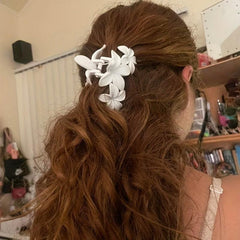 Hawaiian Flower Hair Claw Frangipani Ponytail Holder Shark Claw