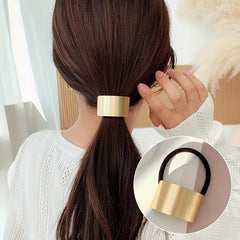 Metal Buckle Hair Tie High Elasticity Hair Rope Ponytail Hair Ring