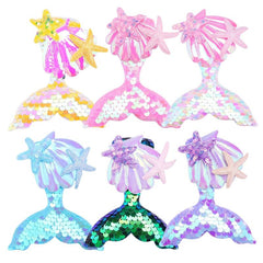 Mermaid Tail Hair Clip Pin Sequins Fish Tail Hairpin Starfish Shell Hair Accesso