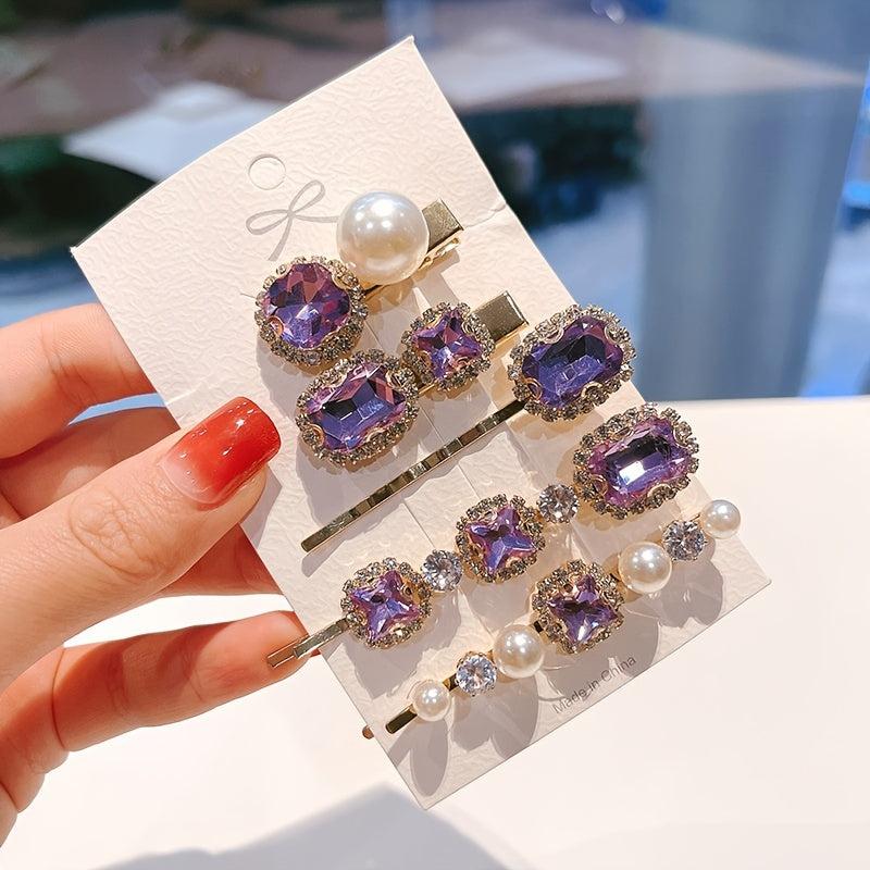 5pcs Rhinestone Faux Pearl Hair Clip Hairpin Hair Accessories Set