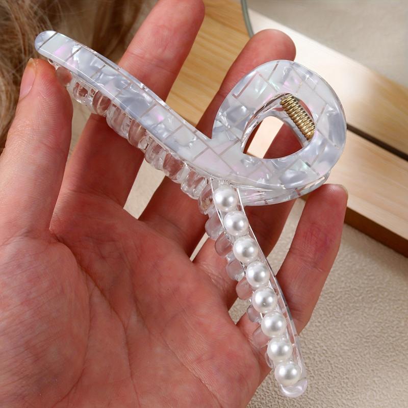 Acetate Hair Claw Faux Pearl Ponytail Holder Hair Accessories