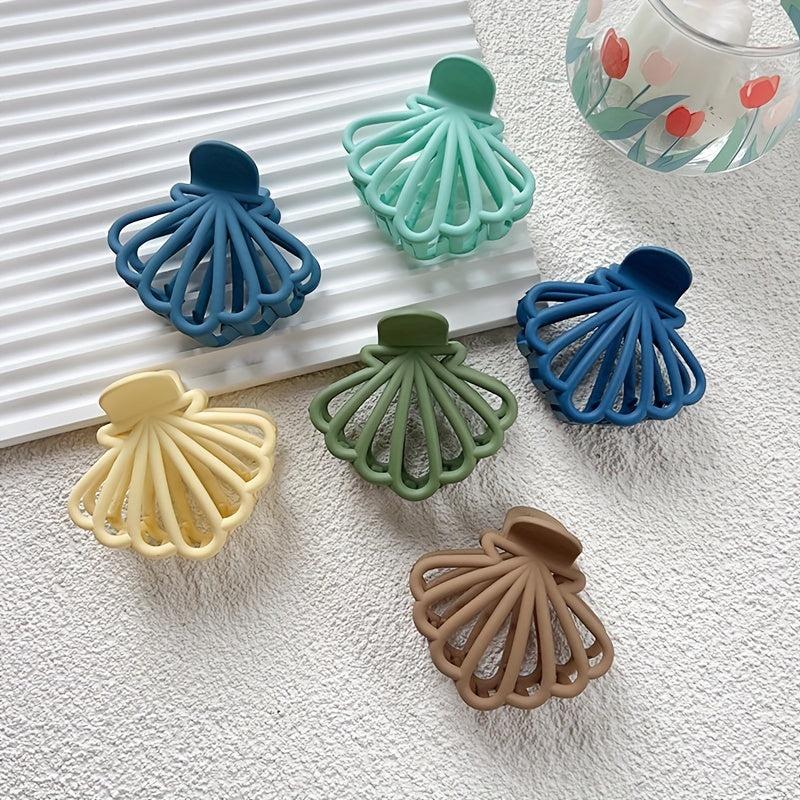 3pcs Shell Cut out Shape Hair Clip Multicolor Grab Clip Female Hair Claw