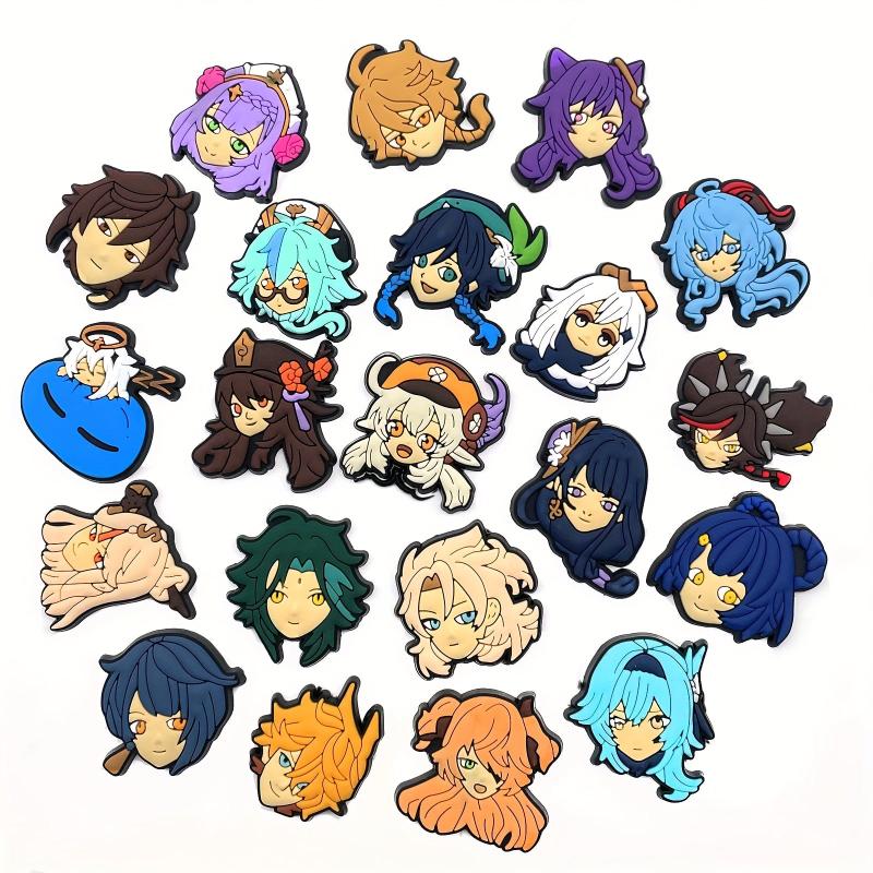 21pcs Anime Figure Charm Shoe Decorations Cartoon PVC Shoe Charms Casual Style