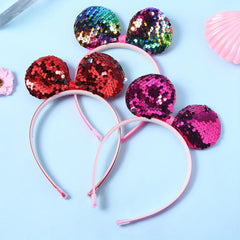 Sequin Animal Ears Headband Glitter Headdress for Women Girls Toddlers