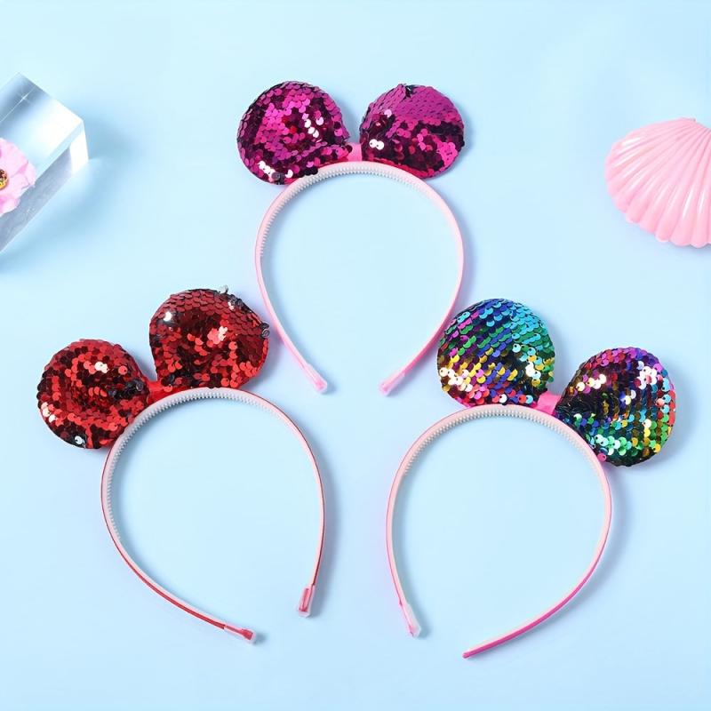 Sequin Animal Ears Headband Glitter Headdress for Women Girls Toddlers
