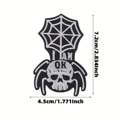 6pcs Halloween Punk Style Skull Cloth Stickers Embroidered Cloth Stickers