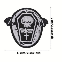 6pcs Halloween Punk Style Skull Cloth Stickers Embroidered Cloth Stickers