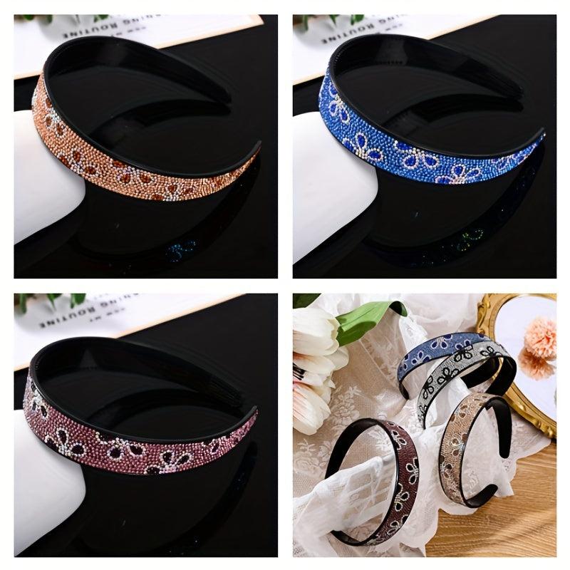 3pcs Vintage Rhinestone Headband Wide Headdress Hair Accessories Women Girls