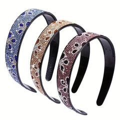 3pcs Vintage Rhinestone Headband Wide Headdress Hair Accessories Women Girls