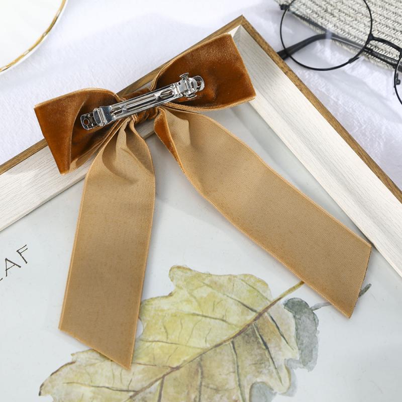 Velvet Ribbon Hair Clip Women's Fabric Solid Winter Hair Clip