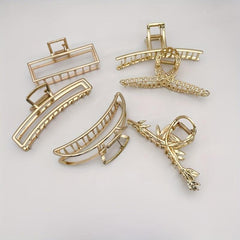 Alloy Large Hair Claw Metal Texture Hollowed Rectangular Hair Claw