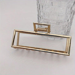 Alloy Large Hair Claw Metal Texture Hollowed Rectangular Hair Claw