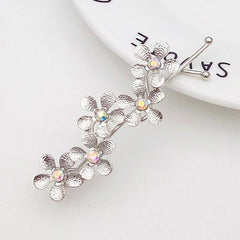 Rhinestone Flower Hairpin Sparkly Hair Clip for Women