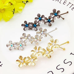 Rhinestone Flower Hairpin Sparkly Hair Clip for Women