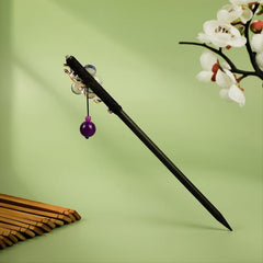 Vintage Cheongsam Hairpin Small Flower Leaves Tassel Wooden Hairpin